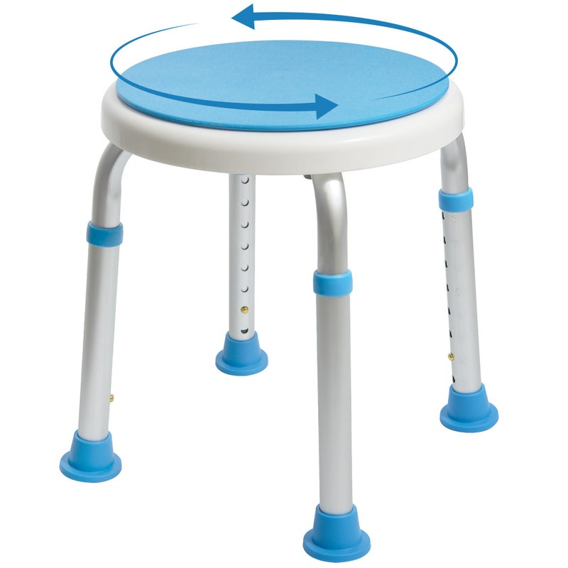 Vaunn Medical Tool-Free Assembly Adjustable Swivel Shower Stool Seat Bench with Anti-Slip Rubber Tips for Safety and Stability - Image 1